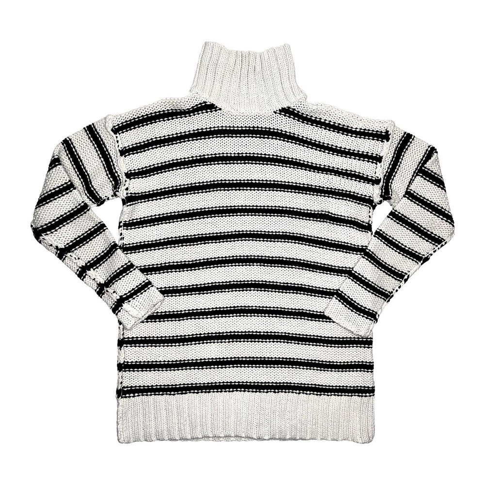 LAUREN Ralph Lauren Turtle Neck Exposed Seam Knit Striped Sweater
